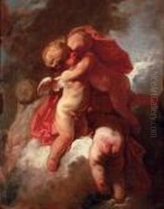 Four Putti On A Cloud by Jean-Honore Fragonard