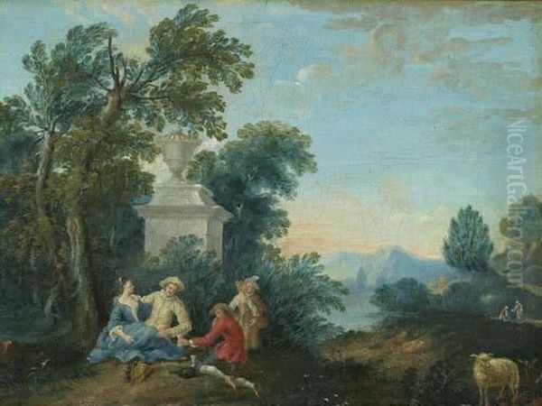 Galante Figuren In Einer Landschaft. - view 1