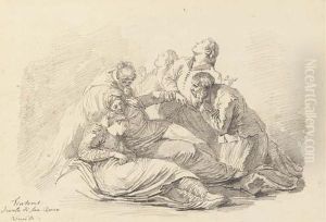 Les Saintes Femmes Avec Saint Jean Et Joseph D'arimathie, D'apres Tintoretto by Jean-Honore Fragonard