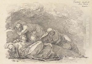Trois Apotres Endormis, D'apres Tintoretto by Jean-Honore Fragonard