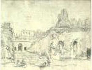 Vue Des Jardins De La Villa Farnese, A Rome