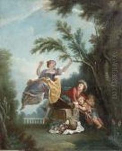 Children Playing See-saw In A Garden by Jean-Honore Fragonard