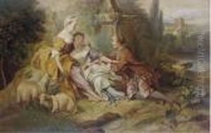 A Fete Champetre; And Another Similar by Jean-Honore Fragonard