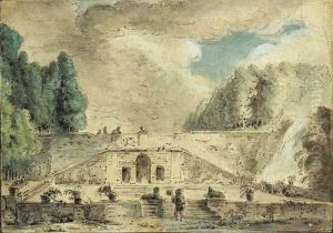 A View Of The Gardens Of The Villa D'este by Jean-Honore Fragonard
