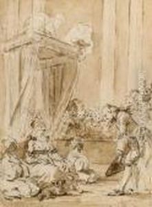 Saint Phar Bowing To Queen Aline Of Golconde At Her Court by Jean-Honore Fragonard
