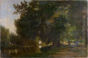 Sous-bois En Bordure D'eau by Francois Louis Francais