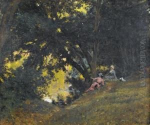 Le Pique-nique Au Bord Du Lac. by Francois Louis Francais