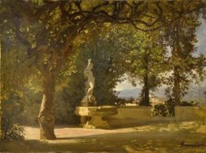 Fontaine La Vecchia Aux Jardins Boboli A Florence. by Francois Louis Francais