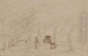 Street Scenewith Figures by Francois Louis Francais