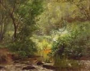 Waldlandschaft Mit Kleinem Bach. by Francois Louis Francais