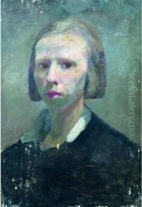 Autoportrait Au Col Blanc. by France Leplat