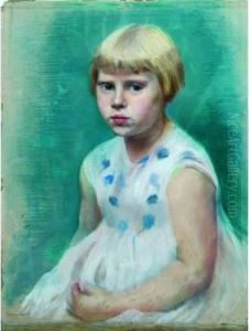 Jeune Fille A La Robe Blanche A Bois Bleu.