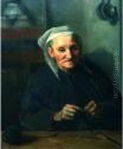 Bretonne Tricotant. by France Leplat