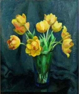 Nature Morte Aux Tulipes Jaunes. by France Leplat
