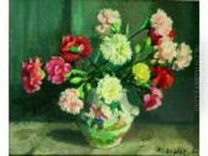 Composition Aux OEillets Dans Un Vase Chinois.