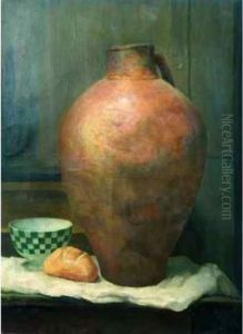 Nature Morte A La Cruche, Au Bol Et A La Miche De Pain.
