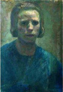 Autoportrait A La Tunique Bleue. by France Leplat