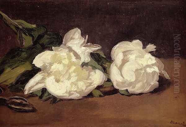 Branch Of White Peonies With Pruning Shears - view 1
