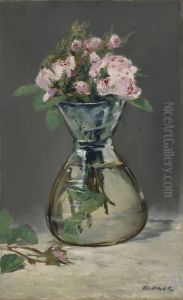 Moss Roses In A Vase by Edouard Manet