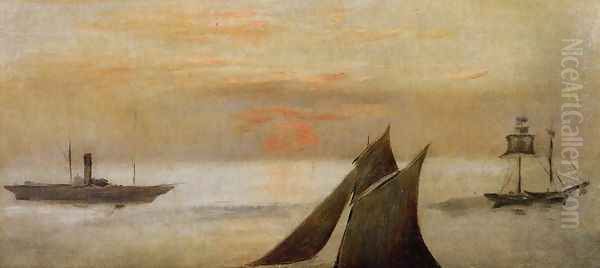 Boats at Sea, Sunset - view 1
