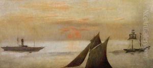 Boats at Sea, Sunset