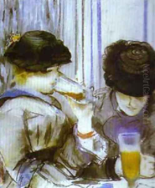 Two Women Drinking Bocks - view 1