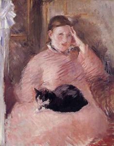 Woman with a Cat, Portrait of Madame Manet by Edouard Manet