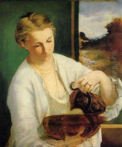 Portrait of Madame Manet Holding a Ewer by Edouard Manet