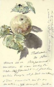Lettre à Bracquemond (Une pomme entouree de ses feuilles)