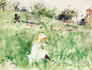 Little Girl Sitting On The Grass