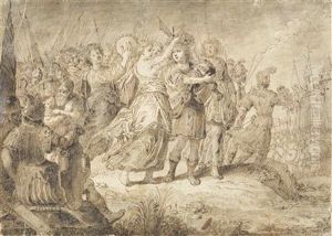The Triumph Of David Over Goliath by Frans II Francken