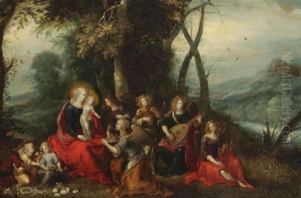 Verheerlijking Van De Madonna Met Muziekspelende Engeltjes - view 1
