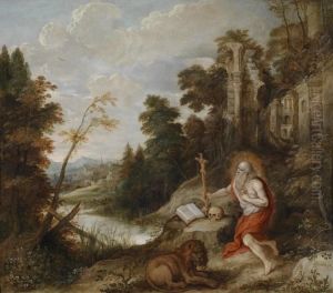 Saint Jeromewith The Lion In A Ruined Landscape