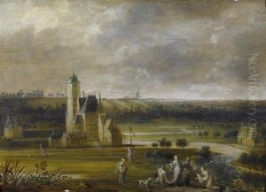 The Discovery Of Moses, 
Set In A Flemish Landscape