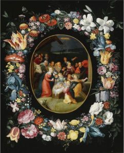 The Adoration Of The Shepherds 
Surrounded By A Garland Offlowers, Together With A Butterfly And A 
Dragonfly