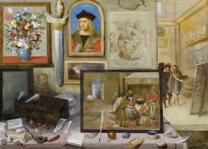 View Into The Workshop Of A Painter With A Wall Of Artistic Treasures