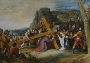 Saint Veronica Offering Her Veil To Christ On His Route To Calvary by Frans II Francken