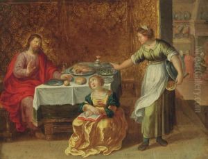 Christ In The House Of Martha And Mary by Frans II Francken