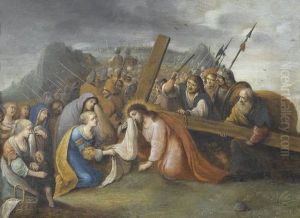 Veronika Reicht Christus Das Schweisstuch. by Frans II Francken