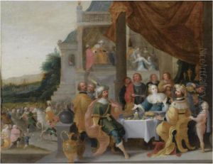 Esther And Ahasuerus by Frans II Francken