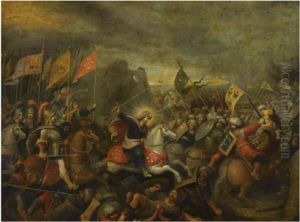 St James The Greater At The Battle Of Clavijo by Frans II Francken