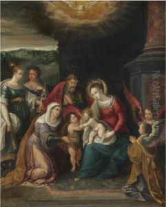 The Holy Family With The Infant 
Saint John The Baptist And Saintselizabeth, Catherine Of Alexandria And 
Mary Magadelene by Frans II Francken