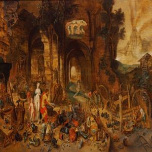 Venus At The Forge Of Vulcan by Frans II Francken