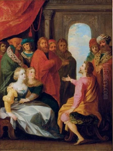 Figures Gathered In An Interior For A Wedding Proposal - view 1