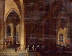 Church Interior By Night. by Frans II Francken