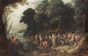 The Feast Of The Gods With The Triumph Of Neptune And Amphitrite Beyond by Frans II Francken