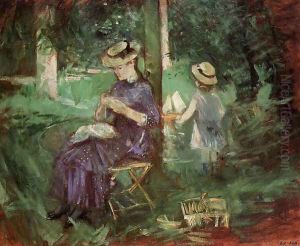 Woman and Child in a Garden 1884 by Berthe Morisot