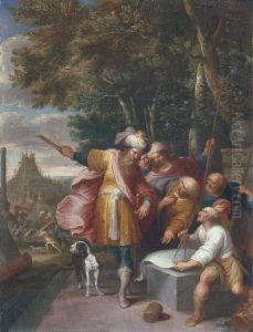 Nimrod Supervising The Construction Of The Tower Of Babel by Frans II Francken