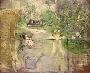 Little Girls in the Garden or, the Basket Chair 1885 by Berthe Morisot