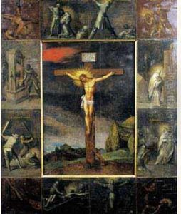 Le Christ En Croix Et Le Martyre Des Apotres. by Frans II Francken